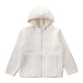 thumbnail image 1 of TiaoBug Kids Casual Sports Fleece Jacket Boys Girls Solid Color Long Sleeve Zip Up Hoodies Outerwear Ivory 7-8, 1 of 6