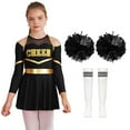 thumbnail image 1 of TiaoBug Kids Cheer Leader Costume Halloween Outfit Long Sleeve Cold Shoulder Cheerleading Dress A White&Black 12, 1 of 7