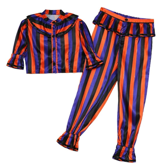 TiaoBug Kids Circus Clown Costume Sun Moon Clown Puppets Cosplay Outfits Colorful 8