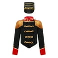 thumbnail image 1 of TiaoBug Kids Circus Ringmaster Performance Outfits Fringe Epaulet Jacket with Majorette Drummer Hat Black 12, 1 of 6