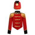 thumbnail image 1 of TiaoBug Kids Circus Ringmaster Performance Outfits Fringe Epaulet Jacket with Majorette Drummer Hat Red-A 10, 1 of 6