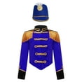 thumbnail image 1 of TiaoBug Kids Circus Ringmaster Performance Outfits Fringe Epaulet Jacket with Majorette Drummer Hat Royal Blue-A 8, 1 of 6