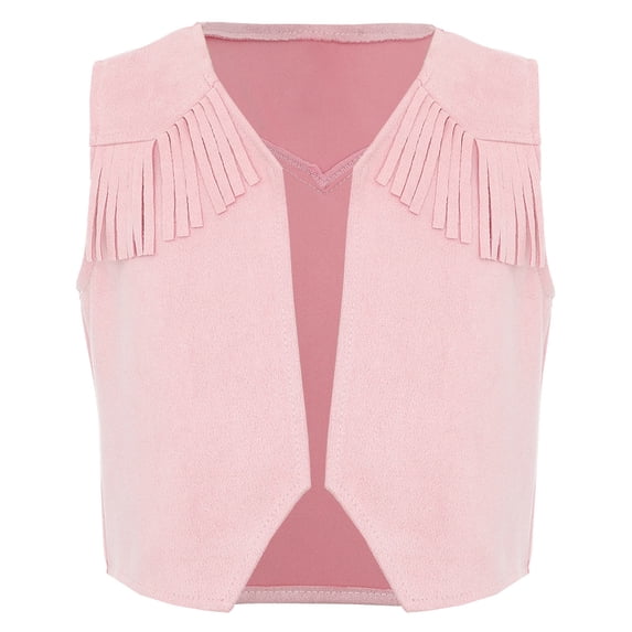 TiaoBug Kids Cowboy Cowgirl Costume Halloween Dress up Suit Sleeveless Vest Waistcoat Top Pink-B 6