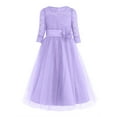 thumbnail image 1 of TiaoBug Kids Floral Lace Half Sleeve Maxi Dress Flower Girls Wedding Party Bridesmaid Baptism Gown Lavender 10, 1 of 3