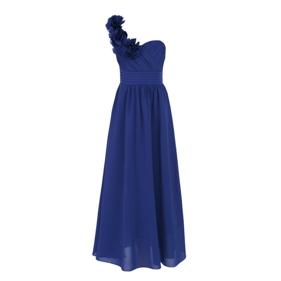 TiaoBug Kids Flower Girl Dress One-Shoulder Pleated Princess Wedding Bridesmaid Pageant Birthday Party Gown
