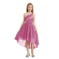 thumbnail image 1 of TiaoBug Kids Flower Girl One Shoulder Party Gown Sequins High-Low Hem Dress for Wedding Birthday Pink 16, 1 of 7