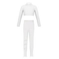thumbnail image 1 of TiaoBug Kids Gilrls Gymnastics Dance Outfits Long Sleeve Crop Top And Leggings Pants for Ice Skating Performance B White 14, 1 of 5