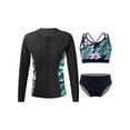 thumbnail image 1 of TiaoBug Kids Girl 3 Piece Rash Guard Swimsuits Set Floral Long Sleeve Shirt Cami Crop Top and Brief Beach Swimwear Zipper Black 8, 1 of 7