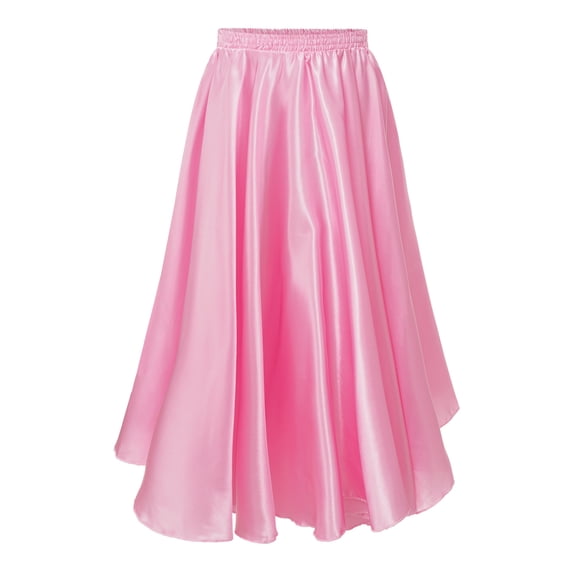 TiaoBug Kids Girl Long Full Circle Flamenco Skirt Chiffon Latin Spanish Dance Maxi Skirt Pink 110