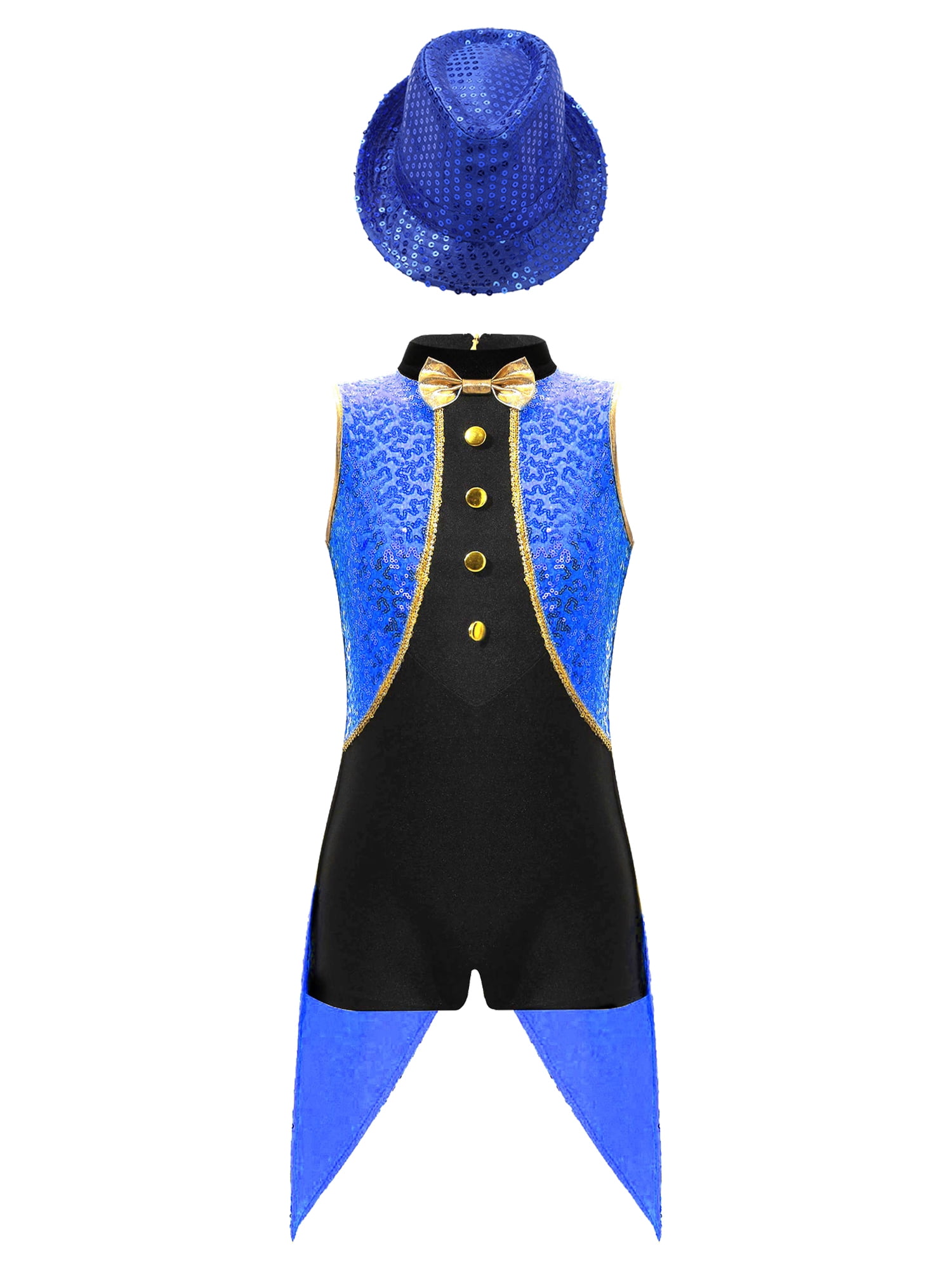 TiaoBug Kids Girl Magician Costume Set Bowtie Sleeveless Sequin