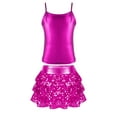 thumbnail image 1 of TiaoBug Kids Girls 2 Pcs Jazz Dance Outfit Set Sequin Cami Vest Top with Ruffle Tutu Skirt for Hip Hop Performance Dancewear Hot Pink-A 4, 1 of 5