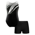 thumbnail image 1 of TiaoBug Kids Girls 2 Piece Ballet Dance Outfits Rhinestone Gymnastic Tank Leotard with Tumbling Shorts Skating Dancewear Black 6, 1 of 7