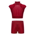 thumbnail image 1 of TiaoBug Kids Girls 2 Piece Dance Outfits Sleeveless Crop Top and Shorts Gymnastic Set Burgundy 12, 1 of 6