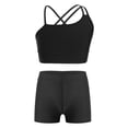 thumbnail image 1 of TiaoBug Kids Girls 2 Piece Dance Sport Outfits Gymnastics Dancewear Cami Crop Top with Booty Shorts Set Black 10, 1 of 7