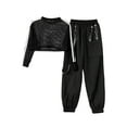 thumbnail image 1 of TiaoBug Kids Girls 2 Piece Hip Hop Street Dance Costume Outfits Fishnet Crop Top Cargo Pants Sport Outfits Black 14, 1 of 7