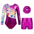 thumbnail image 1 of TiaoBug Kids Girls 2 Piece Sport Active Dancewear Sparkly Gymnastics Leotards with Shorts Set Rose 8, 1 of 7
