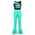 thumbnail image 1 of TiaoBug Kids Girls 2Pcs Hip Hop Jazz Street Dance Costume Metallic Crop Top with Flared Pants Tracksuit Uniform Lake Green 12, 1 of 7