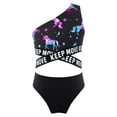 thumbnail image 1 of TiaoBug Kids Girls 2pcs Hawaiian Swimsuit Sets One-Shoulder Tropical Bikini Crop Top Briefs Beach Pool Swimwear Black 10, 1 of 7