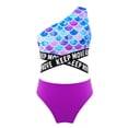 thumbnail image 1 of TiaoBug Kids Girls 2pcs Hawaiian Swimsuit Sets One-Shoulder Tropical Bikini Crop Top Briefs Beach Pool Swimwear Purple Fish Scales 12, 1 of 6