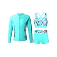 thumbnail image 1 of TiaoBug Kids Girls 3 Piece Swimwear Rash Guard Long Sleeve Zipper Front Jacket Crop Tank Cop and Shorts Swimsuits Surfing Beachwear Zipper Leaf 12, 1 of 7