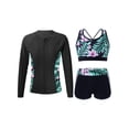 thumbnail image 1 of TiaoBug Kids Girls 3 Piece Swimwear Rash Guard Long Sleeve Zipper Front Jacket Crop Tank Cop and Shorts Swimsuits Surfing Beachwear Zipper Lily 16, 1 of 7