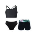 thumbnail image 1 of TiaoBug Kids Girls 3 Piece Tankini Swimsuits Outfits Sleeveless Cami Top Bathing Suit Briefs with Bottoms Beach Swimwear Black 10, 1 of 7