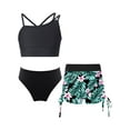 thumbnail image 1 of TiaoBug Kids Girls 3 Piece Tankini Swimsuits Outfits Sleeveless Cami Top Bathing Suit Briefs with Bottoms Beach Swimwear Black-A 6, 1 of 7