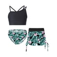 thumbnail image 1 of TiaoBug Kids Girls 3 Piece Tankini Swimsuits Outfits Sleeveless Cami Top Bathing Suit Briefs with Bottoms Beach Swimwear Black&Lily-A 8, 1 of 7