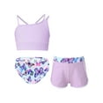 thumbnail image 1 of TiaoBug Kids Girls 3 Piece Tankini Swimsuits Outfits Sleeveless Cami Top Bathing Suit Briefs with Bottoms Beach Swimwear Butterfly 6, 1 of 7