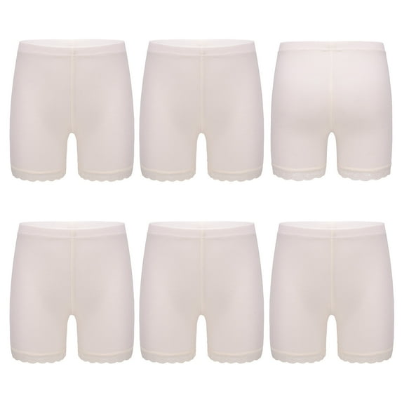 TiaoBug Kids Girls 6 Pack Cotton Lace Shorts Dance Gymnastics Yoga Athletic Bike Shorts Safety Shorts Nude 100