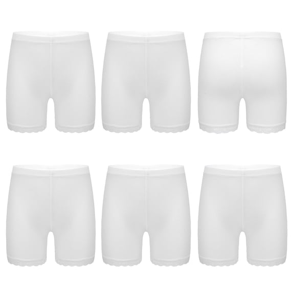 TiaoBug Kids Girls 6 Pack Cotton Lace Shorts Dance Gymnastics Yoga Athletic Bike Shorts Safety Shorts White 140