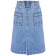 thumbnail image 1 of TiaoBug Kids Girls A-line Denim Skirts Split Elastic Waist Midi Cargo Jeans Skirt Skort Blue 5-6, 1 of 7