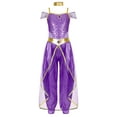 thumbnail image 1 of TiaoBug Kids Girls Arabian Princess Dress-up Sequins Jumpsuit Halloween Party Cosplay Costume Purple 12, 1 of 5