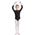 thumbnail image 1 of TiaoBug Kids Girls Athletic Gymnastics Leotard Long Sleeve Keyhole Back One Piece Ballet Dancewer Jumpsuit Black 11-12, 1 of 7