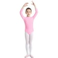 thumbnail image 1 of TiaoBug Kids Girls Athletic Gymnastics Leotard Long Sleeve Keyhole Back One Piece Ballet Dancewer Jumpsuit Pink 5-6, 1 of 7