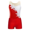 thumbnail image 1 of TiaoBug Kids Girls Athletic Ice Skating Dance Costume Sleeveless Rhinestone Floral Gymnastics Leotards with Shorts Dancewear Red 4, 1 of 7