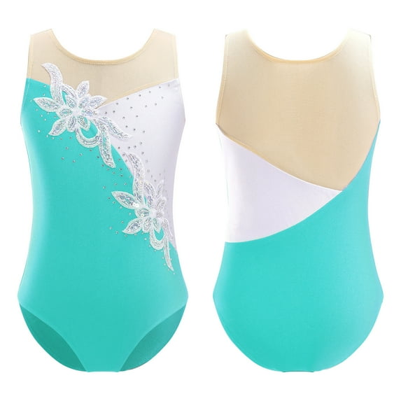 TiaoBug Kids Girls Ballet Dance Leotard Athletic Unitard Sequins Skating Bodysuit