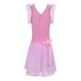 thumbnail image 1 of TiaoBug Kids Girls Ballet Dance Tutu Dress Gymnastics Dancewear Ruffled Short Sleeves V-Neck Leotard, 1 of 4