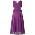 thumbnail image 1 of TiaoBug Kids Girls Beaded Chiffon Princess Dress Sleeveless Wedding Flower Dress Pageant Gown Purple 14, 1 of 5