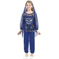 thumbnail image 1 of TiaoBug Kids Girls Belly Dance Outfits Halter Top Harem Pants Indian Carnival All Set Royal Blue 13-14, 1 of 7