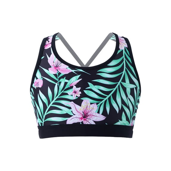 TiaoBug Kids Girls Bikini Top Athletic Shirts Blouse Vest Tee Sleeveless Criss Cross Swimsuit Rashguard Holiday Swimwear Lily 16