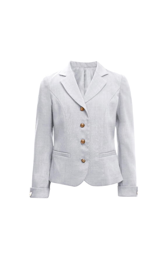Kids Girls Blazers Long Sleeve Lapel Collar Formal Casual Suit Jacket School Uniform Blazer Coat Ivory 14