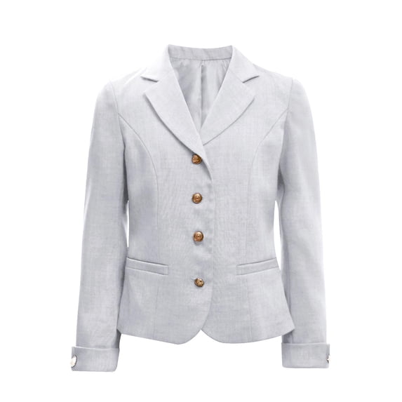 TiaoBug Kids Girls Blazers Long Sleeve Lapel Collar Formal Casual Suit Jacket School Uniform Blazer Coat Ivory 16