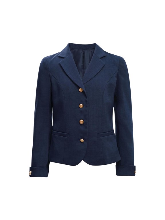 Kids Girls Blazers Long Sleeve Lapel Collar Formal Casual Suit Jacket School Uniform Blazer Coat Navy Blue 12