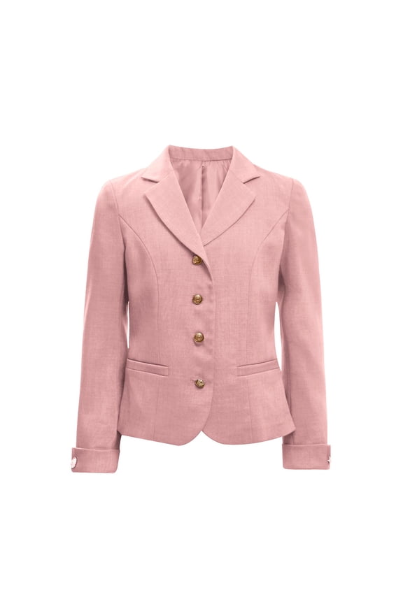 Kids Girls Blazers Long Sleeve Lapel Collar Formal Casual Suit Jacket School Uniform Blazer Coat Pink 10