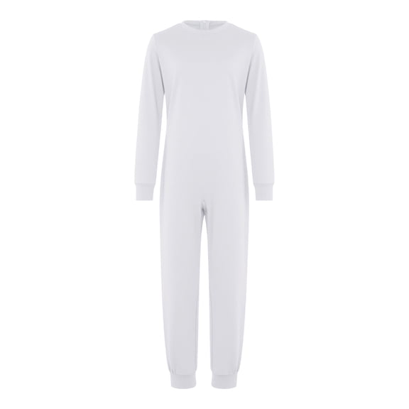 TiaoBug Kids Girls Boys Adaptive Rompers Long Sleeve Zip Back Crewneck Anti-strip Jumpsuit with Special Needs White 14
