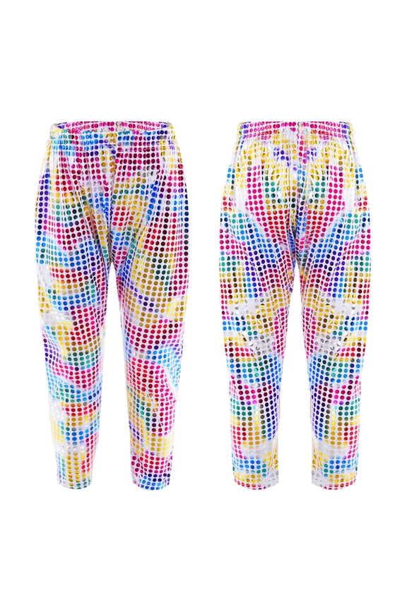 Kids Girls Boys Sequins Hip Hop Jazz Street Dance Harem Pants Trousers