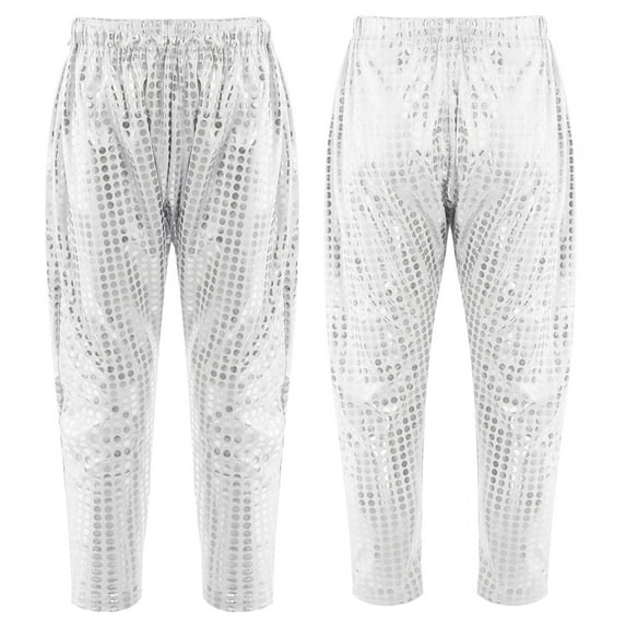 TiaoBug Kids Girls Boys Sequins Hip Hop Jazz Street Dance Harem Pants Trousers