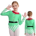 thumbnail image 1 of TiaoBug Kids Girls Candy Cane Costume Stripes Santa Helper Leotard Gymnastics Dance Bodysuit Green 8, 1 of 6