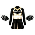 thumbnail image 1 of TiaoBug Kids Girls Cheer Leader Uniform Long Sleeve Crop Top Mini Skirt Sport Meeting Cheerleading Dance Outfits Black 12, 1 of 7